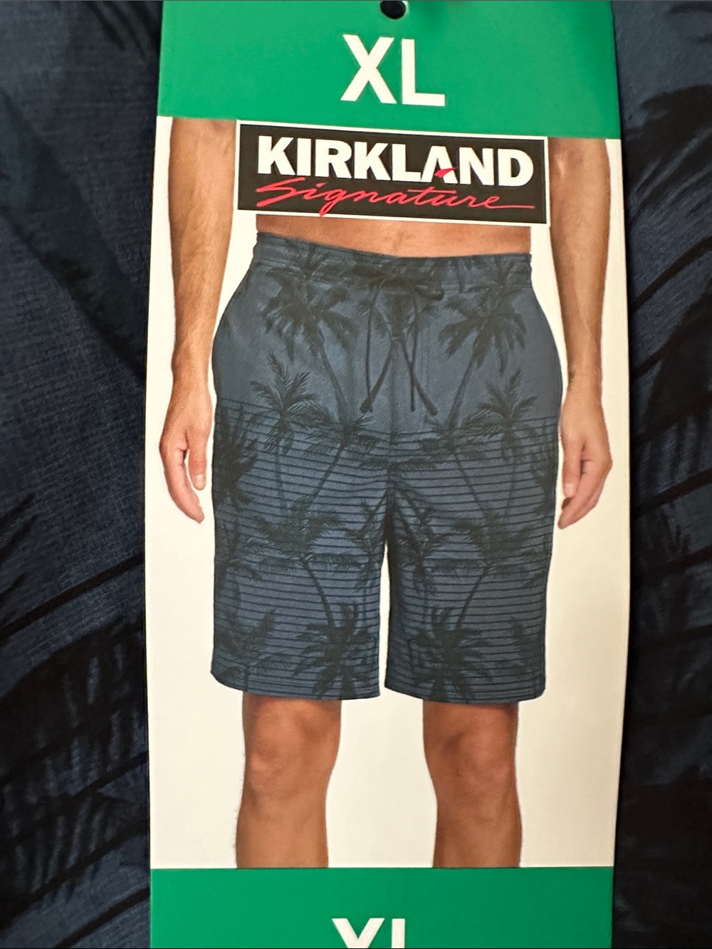 Kirkland Signature Men's Navy Palm-Print Swim Short